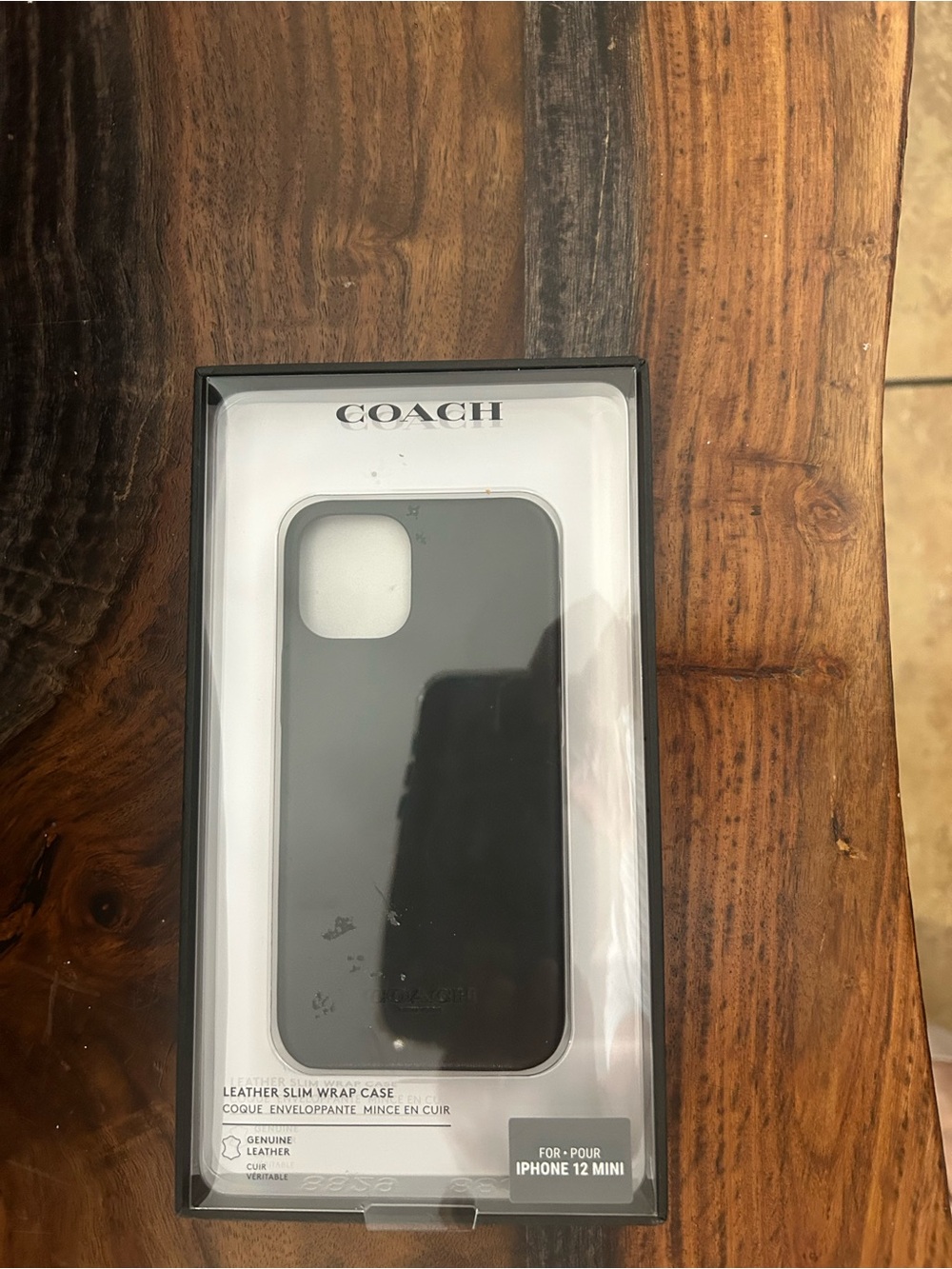Coach Black Leather Slim Wrap Case for iPhone 12 Mini
